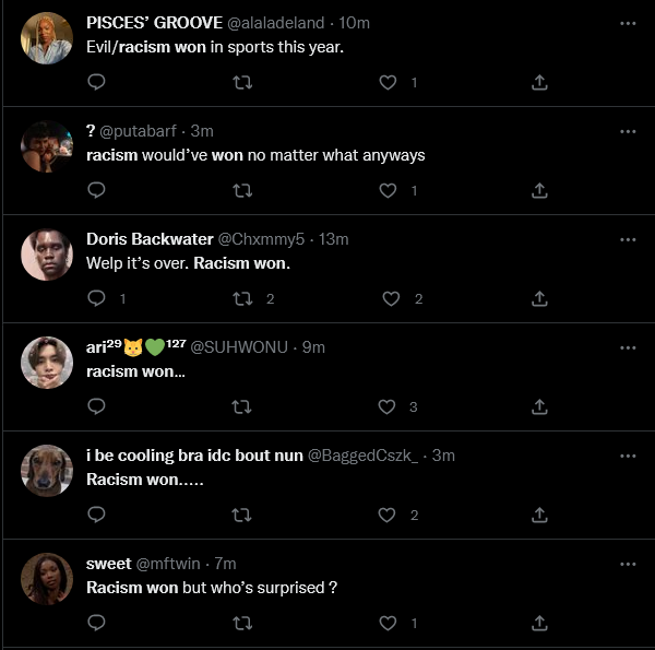 Screenshot 2022 12 18 at 19 05 20 racism won   Twitter Search   Twitter