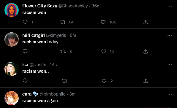 Screenshot 2022 12 18 at 19 04 56 racism won   Twitter Search   Twitter