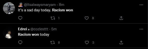 Screenshot 2022 12 18 at 19 04 11 racism won   Twitter Search   Twitter