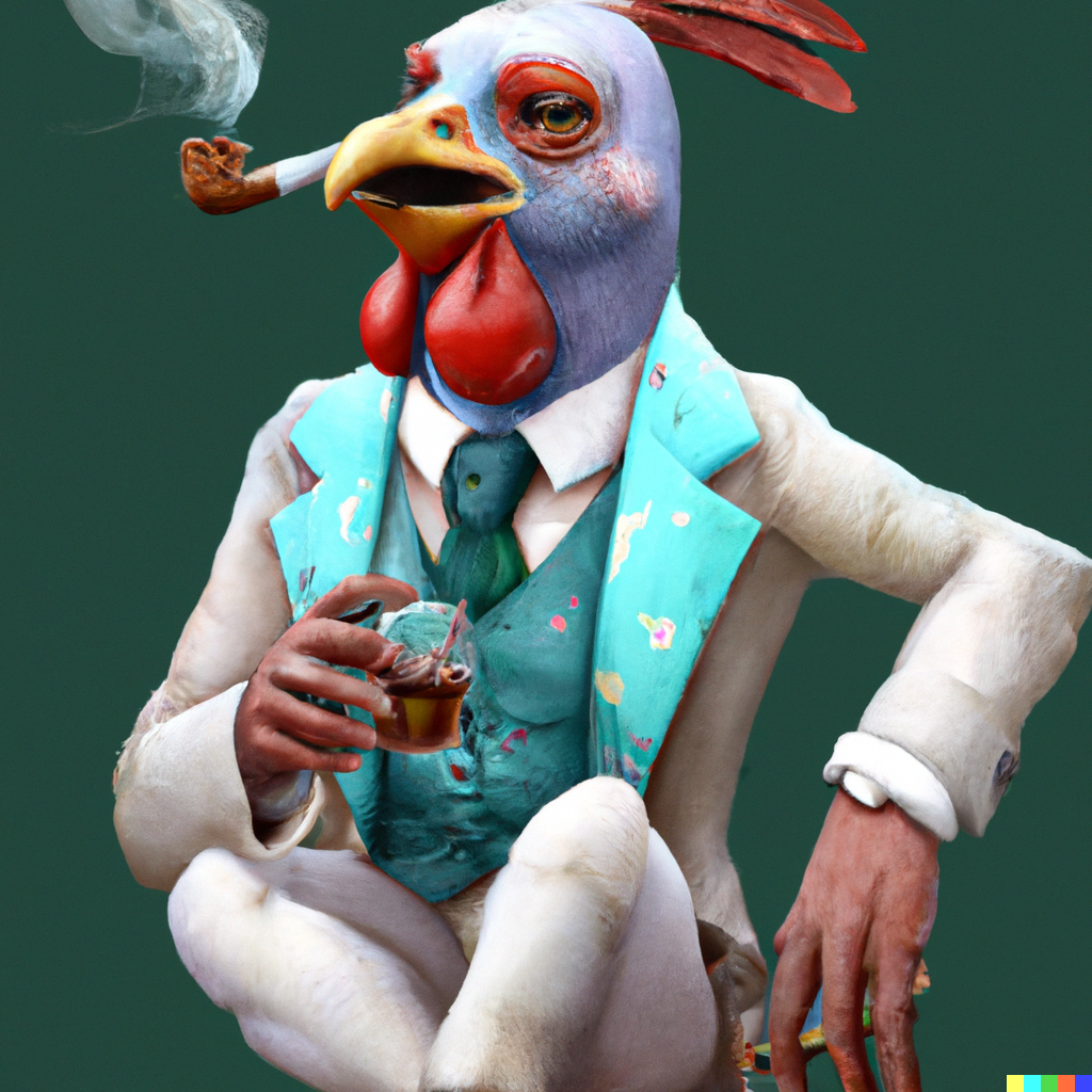DALLE 2022 12 21 230607   humanoid rooster smoking cigar cool digital art