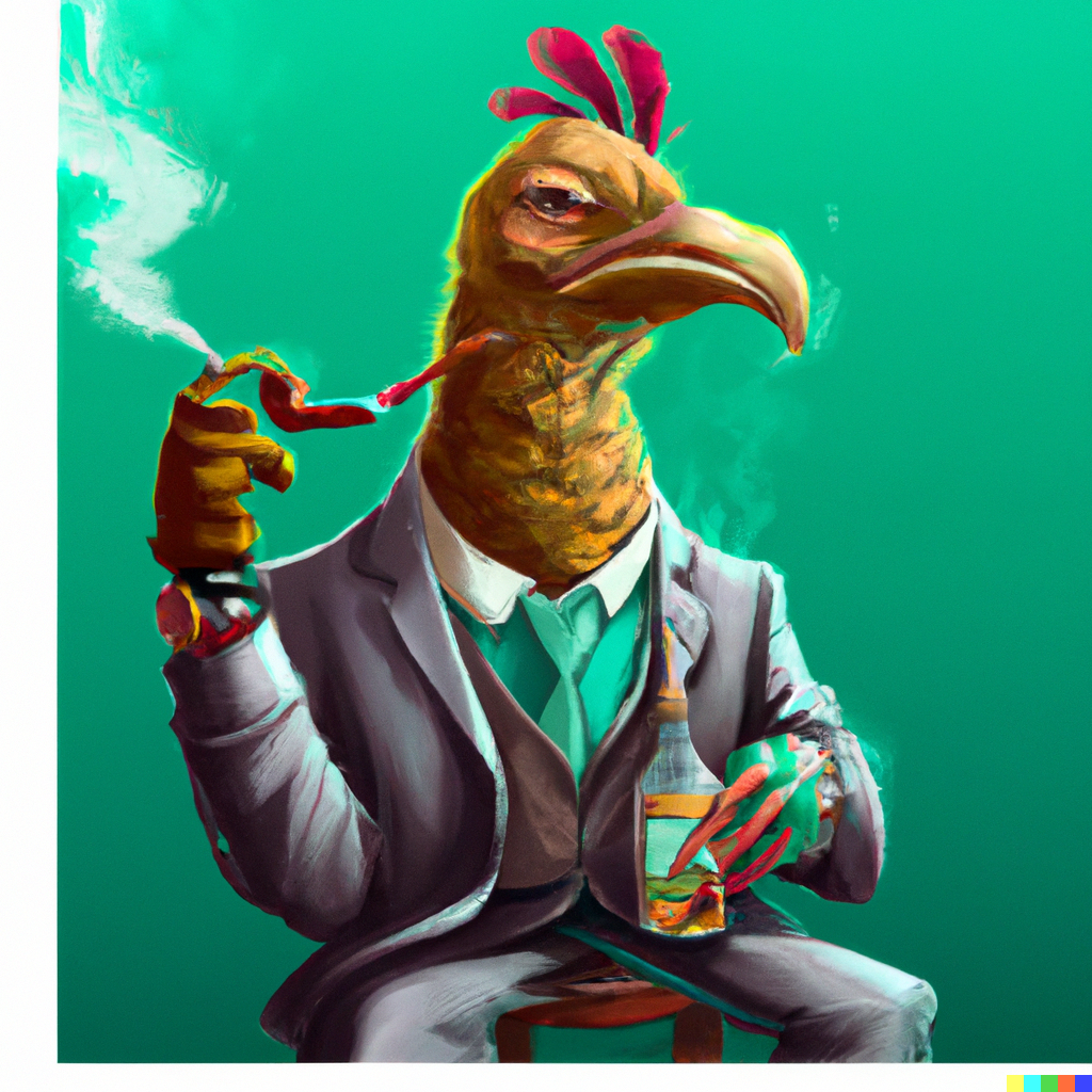 DALLE 2022 12 21 230635   humanoid rooster smoking cigar cool digital art