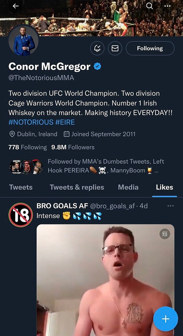 66483973 11625759 A screengrab of the video liked by McGregor s account a 38 1673501406609