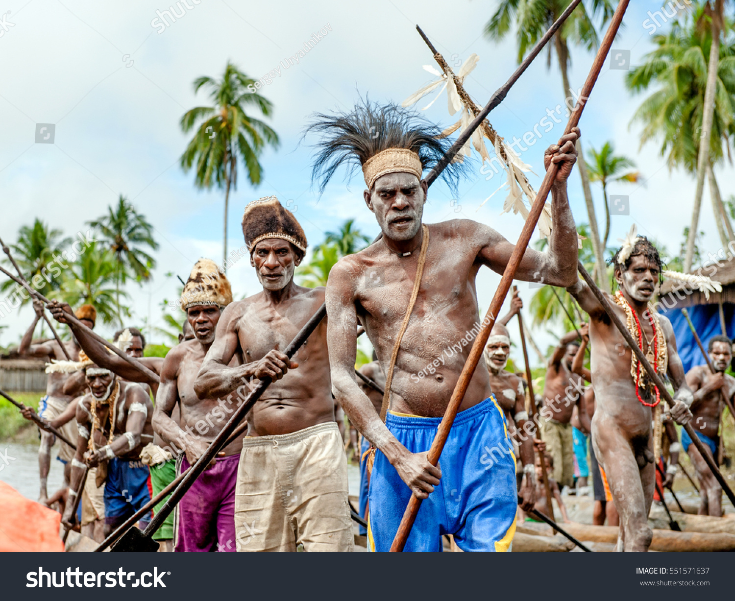 Stock photo indonesia irian jaya asmat province jow village may canoe war ceremony of asmat pe