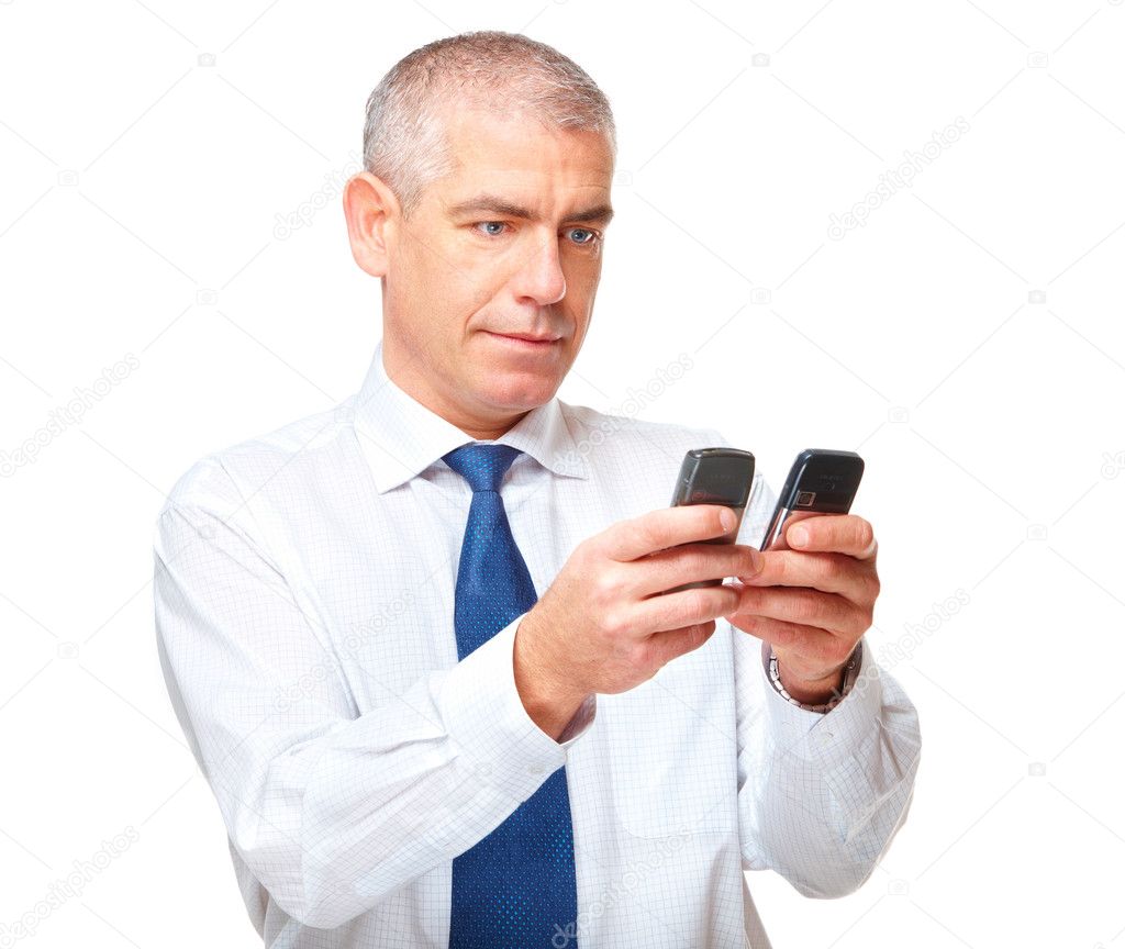 Depositphotos 9730220 stock photo businessman with two phones isolated