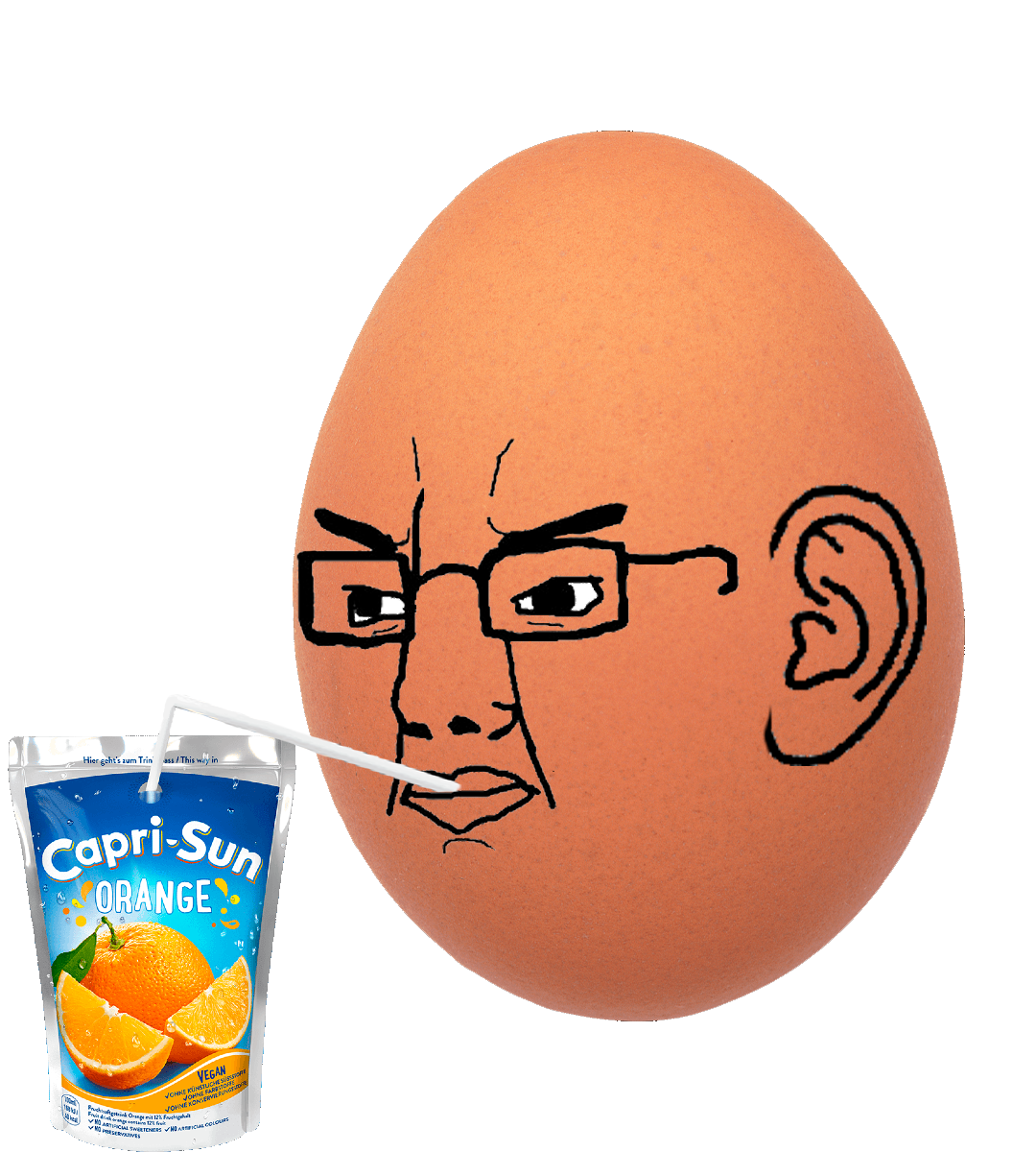 23568 angry capri sun closed mouth drinking drinking straw ear egg food glasses juice orange s
