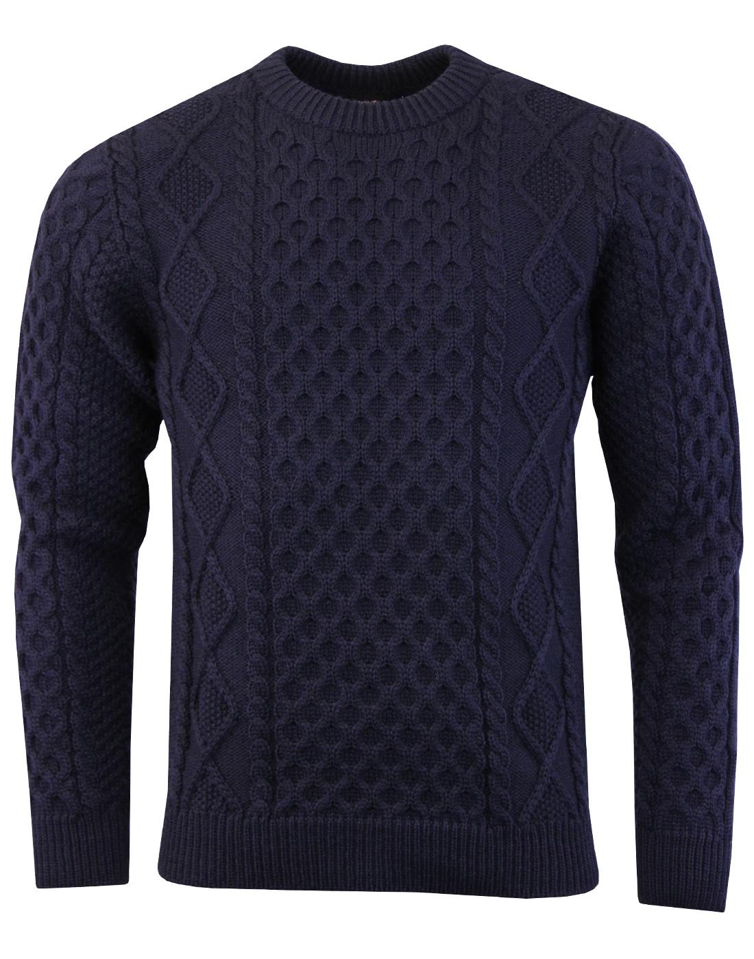 Gloverall aran jumper navy front