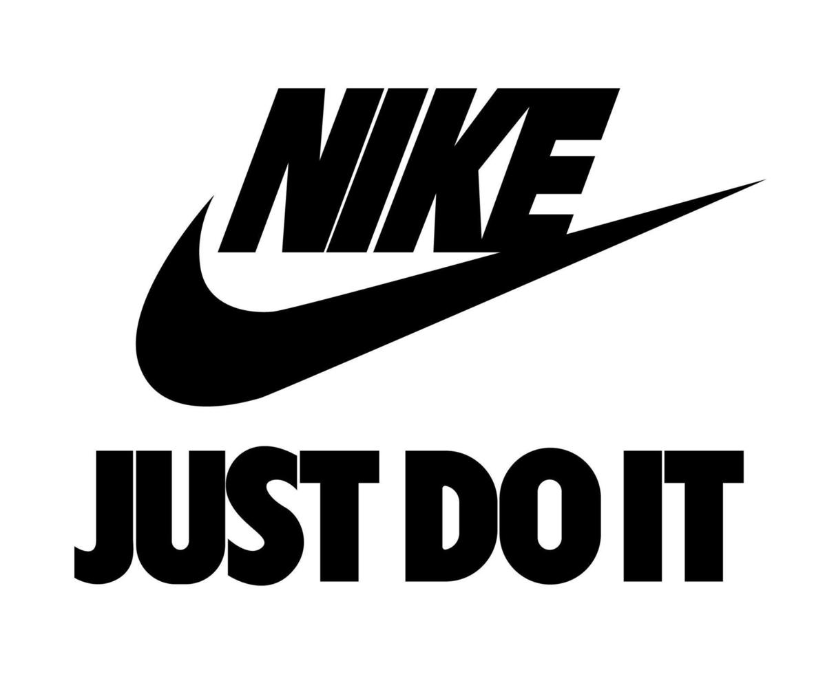 Nike logo and just do it symbol black with name clothes design icon abstract football illustra