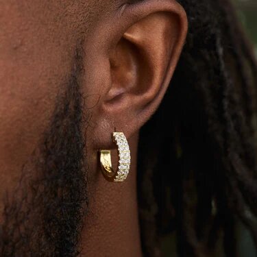 Micro double row huggie earrings in yellow gold gld men 1 375x375 crop center