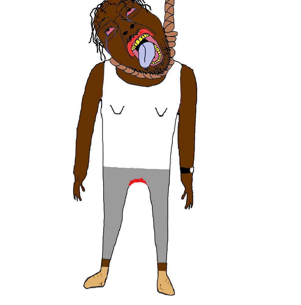 1117 black skin bloodshot eyes clothes crying dead full body glasses hand hanging leg lynching