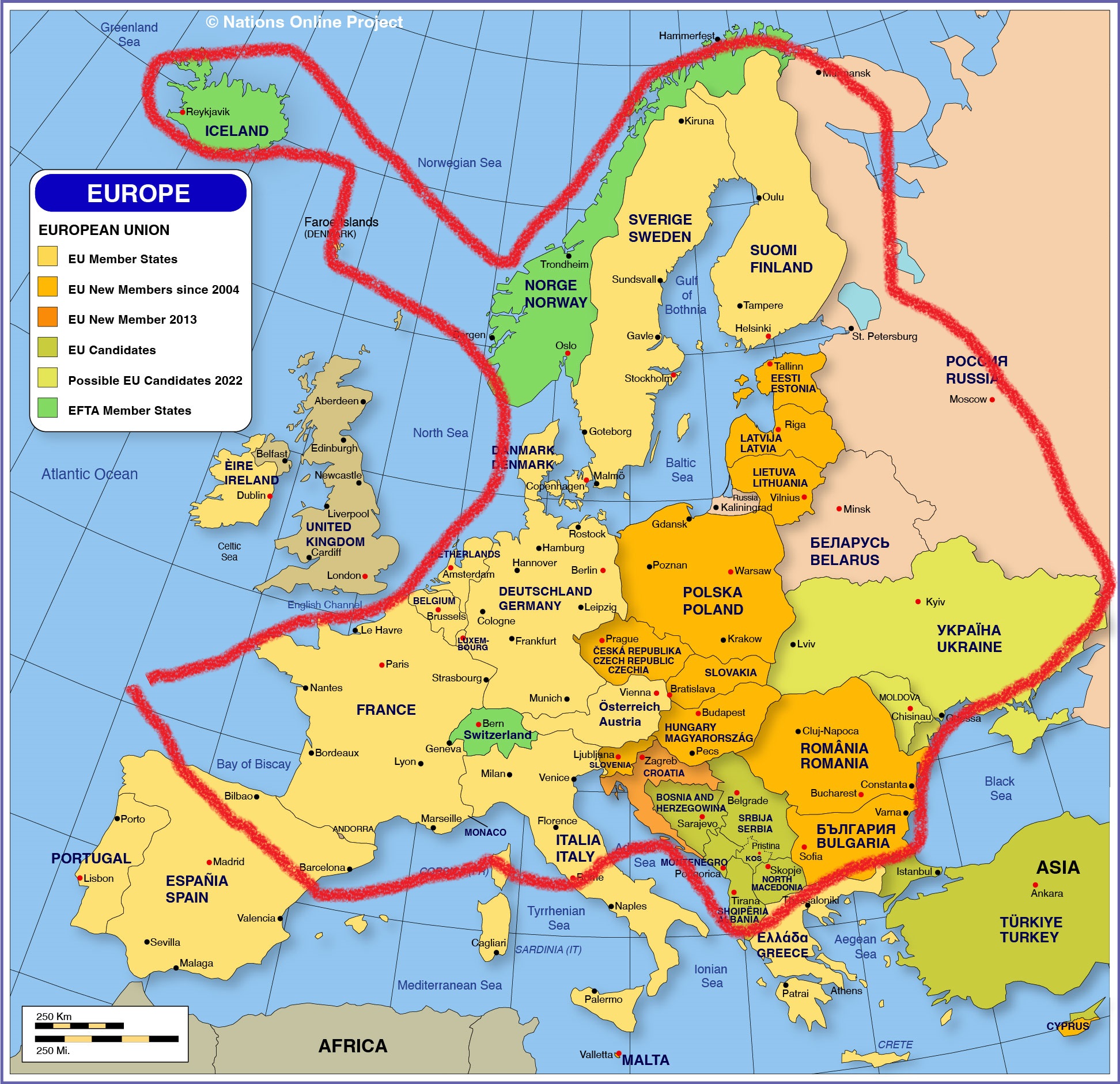 Countries europe map
