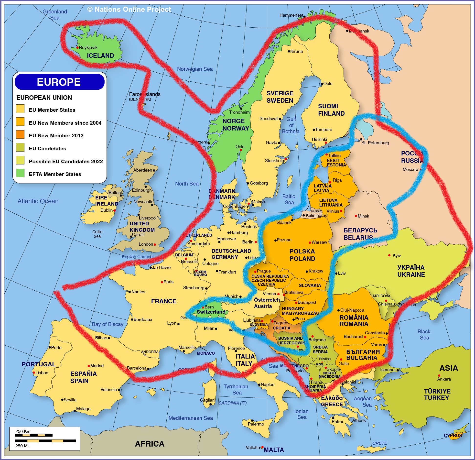 Countries europe map