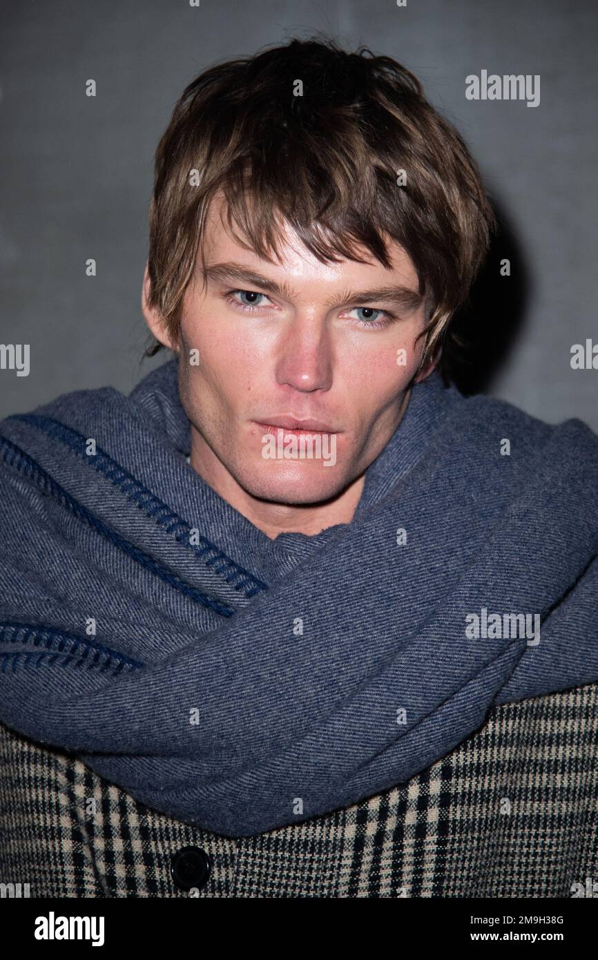 Paris france 18th jan 2023 jordan barrett attending the hed mayner menswear fall winter 2023 2