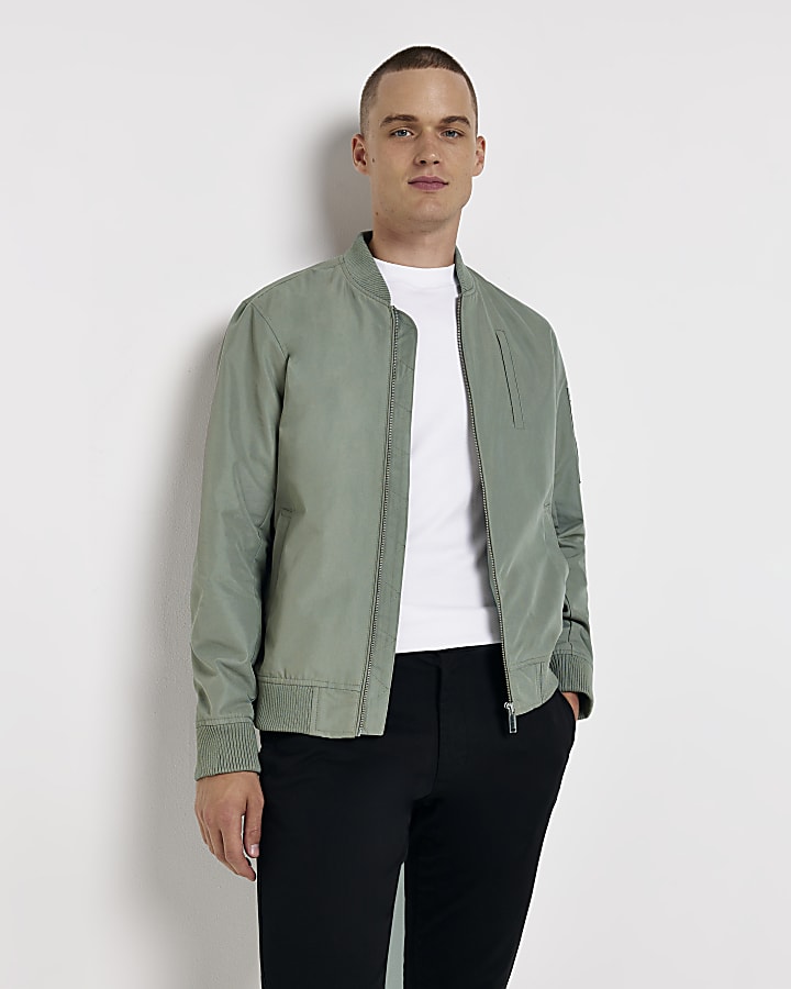 Light green regular fit bomber jacket 387719 main
