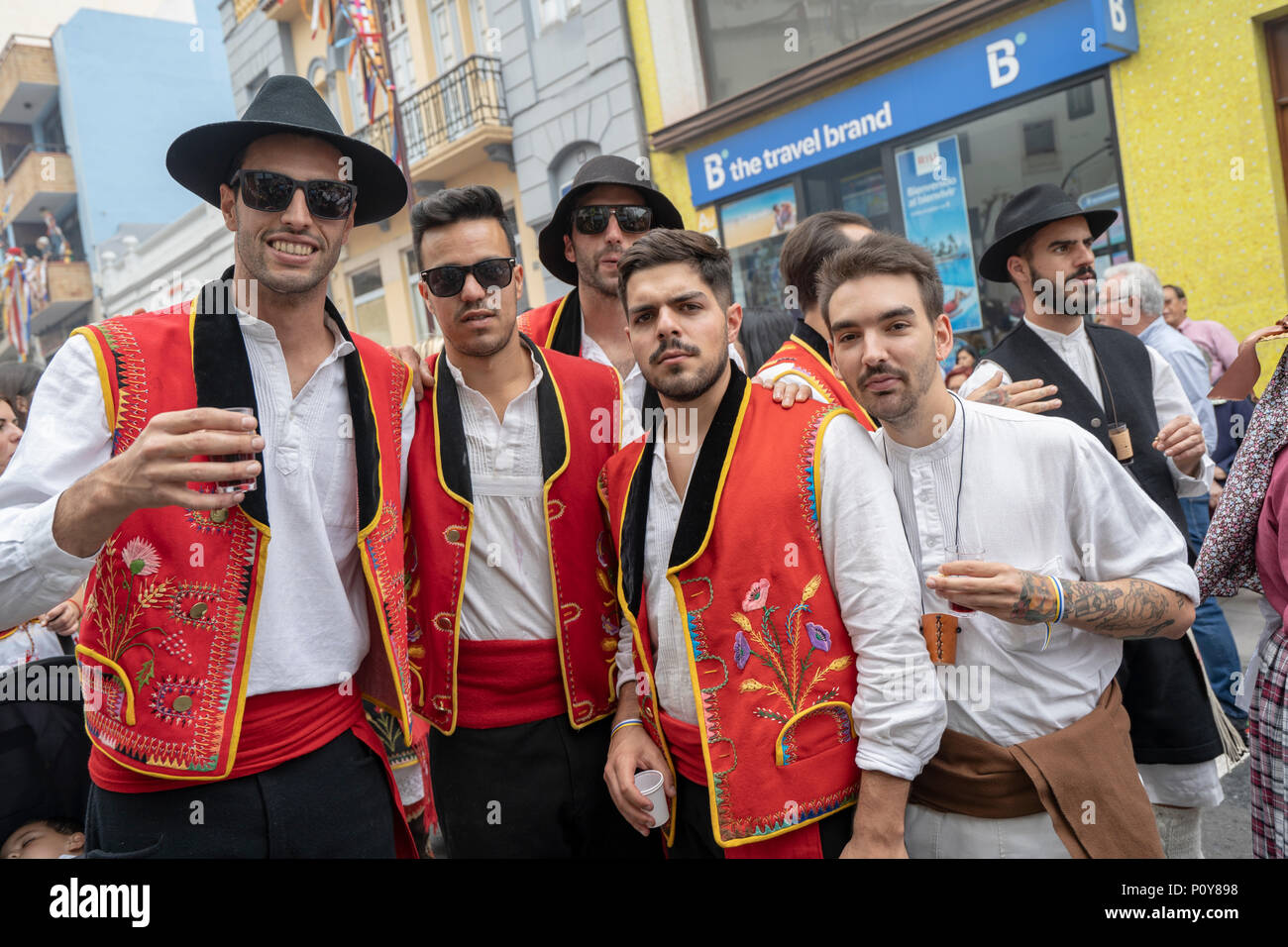 Orotava tenerife canary islands june 10 2018 thousands of people in canaries regional costumes