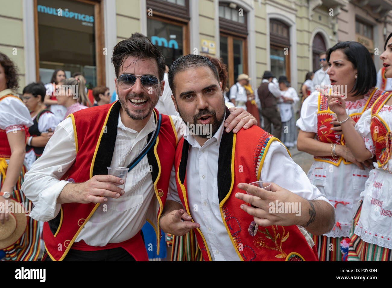 Orotava tenerife canary islands june 10 2018 thousands of people in canaries regional costumes