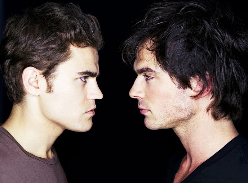 HD wallpaper face to face the vampire diaries ian somerhalder man damon fantasy paul wesley tv
