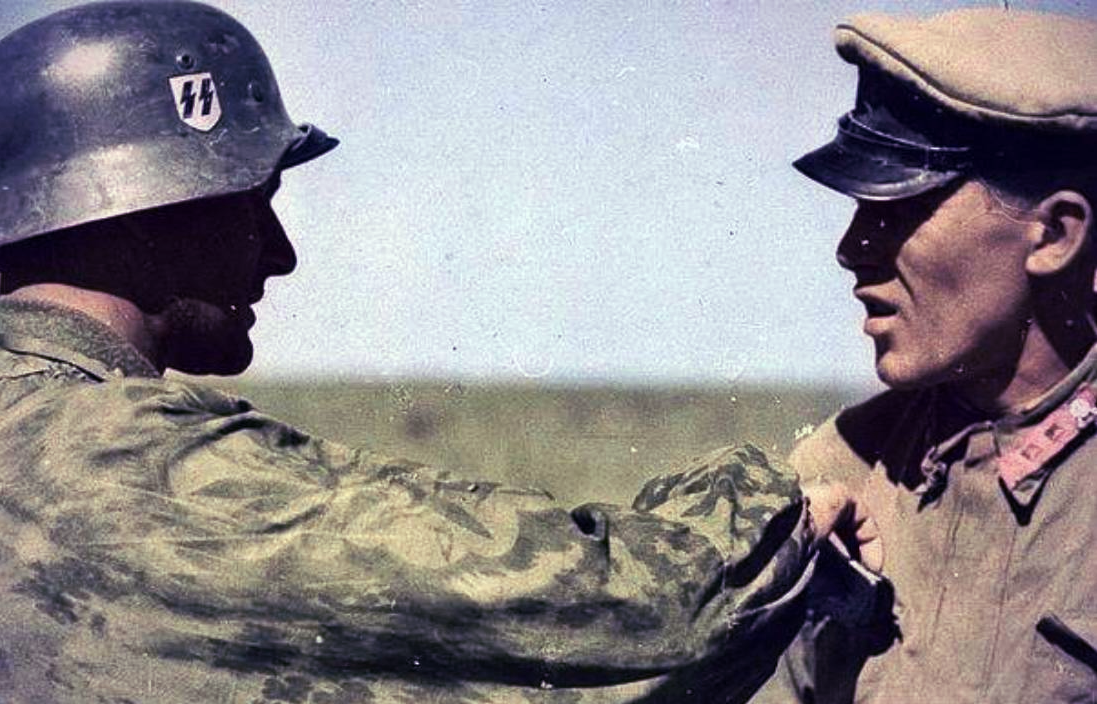 SS soldier with Soviet Commissar