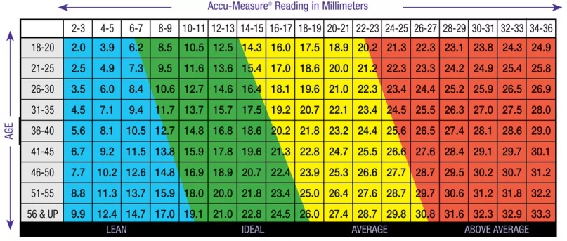 Body fat chart men