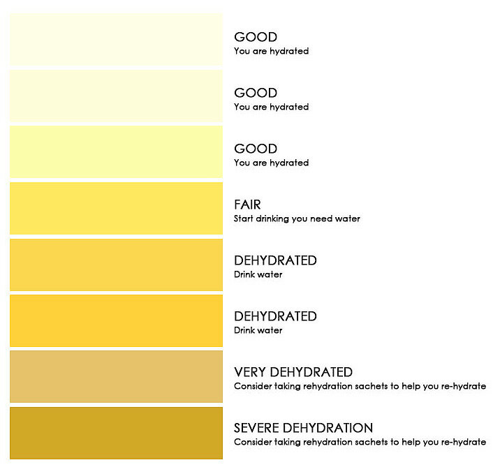 8 color scale urine hydration chart