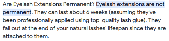Eyelash extension lifetime