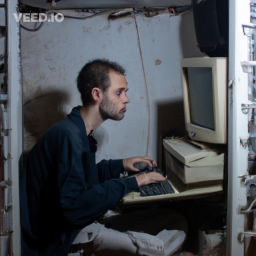 Romanian man posting on a website in an old computer in a stinky sweat 53qs9X3i S watermarked