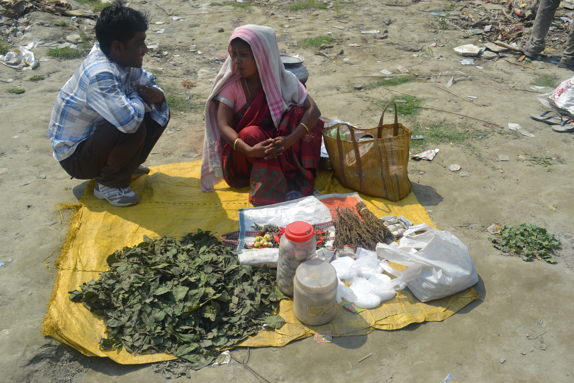 Woman selling Cannabis and Bhang in Guwahati Assam India