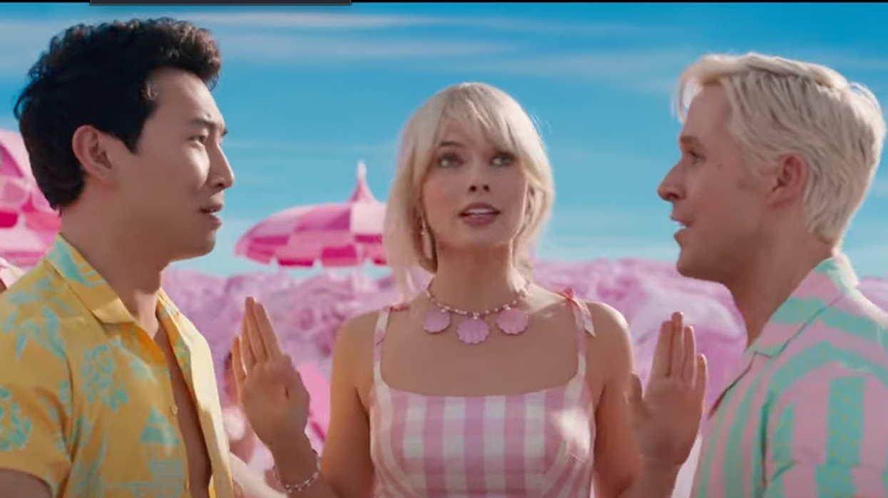 Simu liu margot robbie and ryan gosling in the barbie trailer