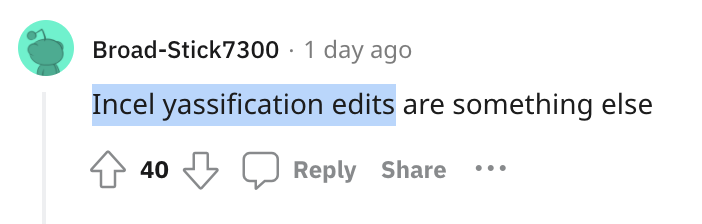 Incel yassification edits