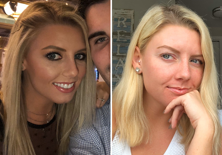 The girls posted photos with and without makeup telling how people change their attitude towar