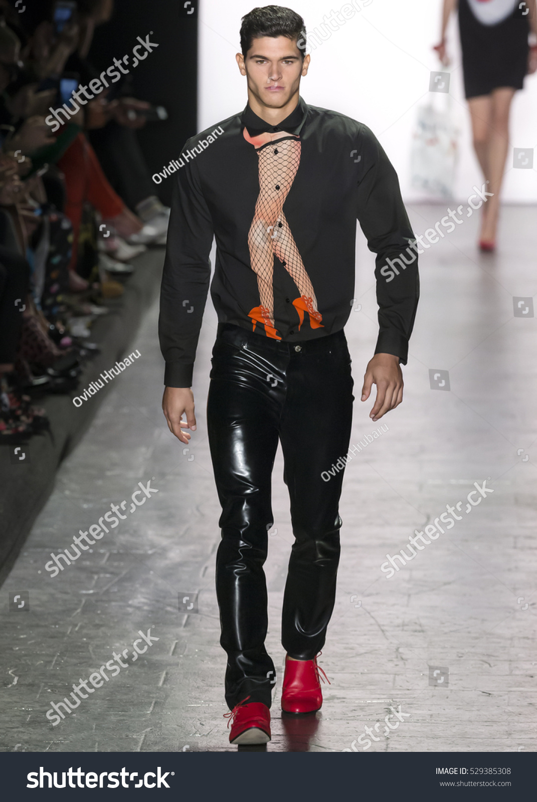 Stock photo new york ny september trevor signorino walks the runway at the jeremy scott spring
