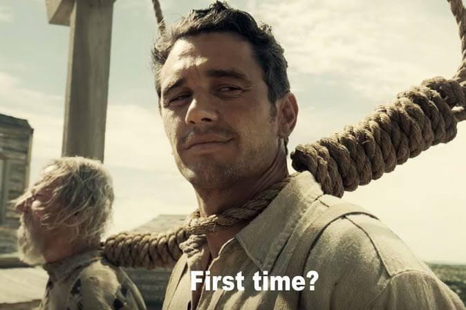 First time james franco hanging meme
