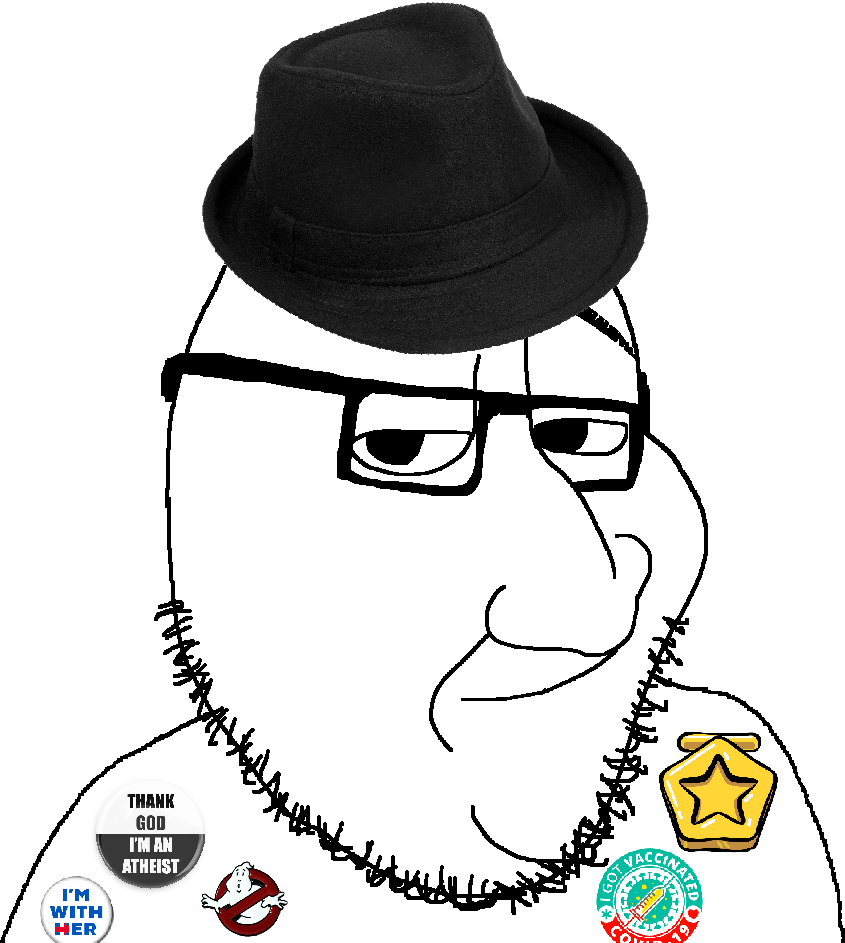 33831 alternate atheism badge closed mouth clothes covid eyebrows fedora ghostbusters glasses 
