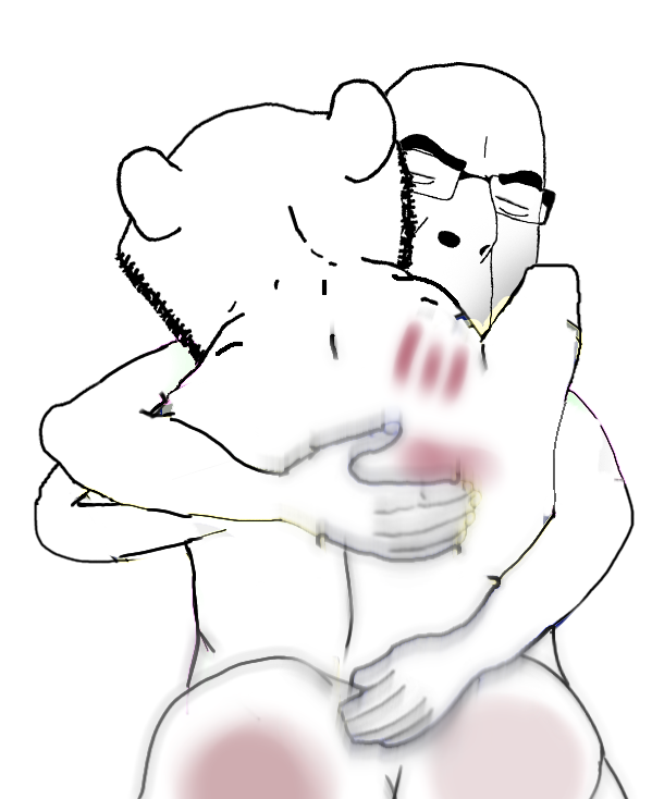 6222 2soyjaks arm back bruise closed eyes gay glasses hand hugging sex soyjak stubble variant 