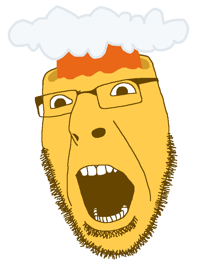 29695 emoticon explosion glasses mind blown no eyebrows open mouth soyjak stubble variant cobs