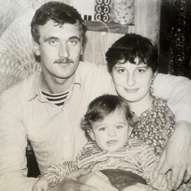 Little Vasily Stepanov with his parents