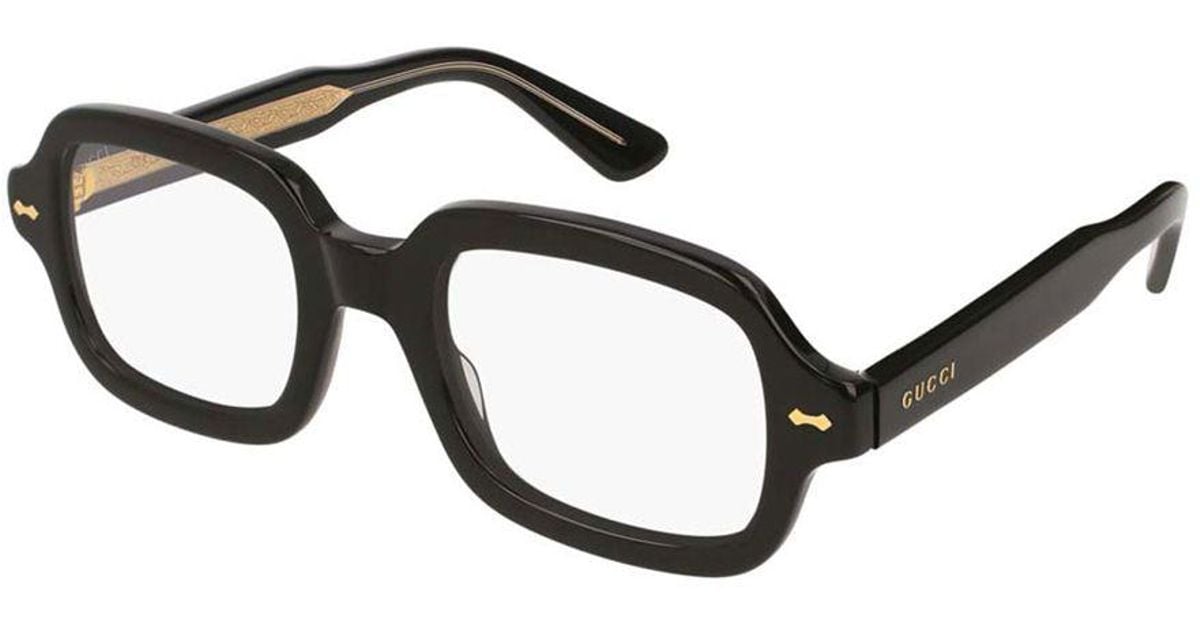 Gucci black Black Acetate GG0072S 001 Thick Rectangle Optical Glasses