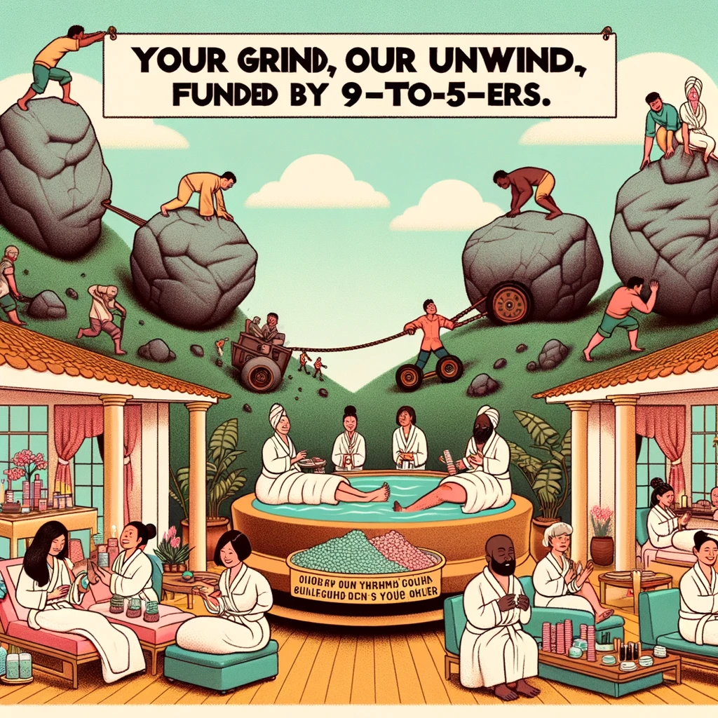 DALLE 2023 10 17 232230   Illustration of a luxurious spa with diverse individuals enjoying