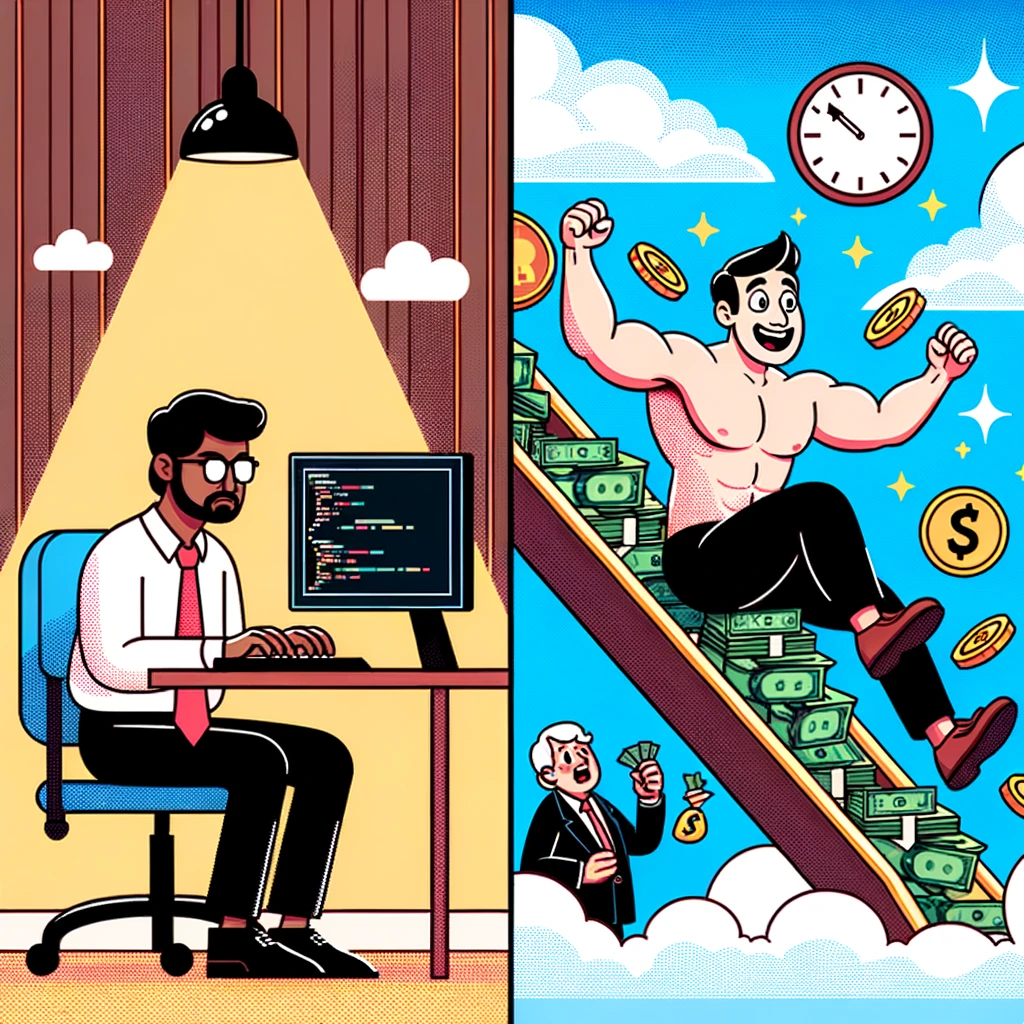 DALLE 2023 10 17 232303   Vector design of a contrasting office life On one side an India