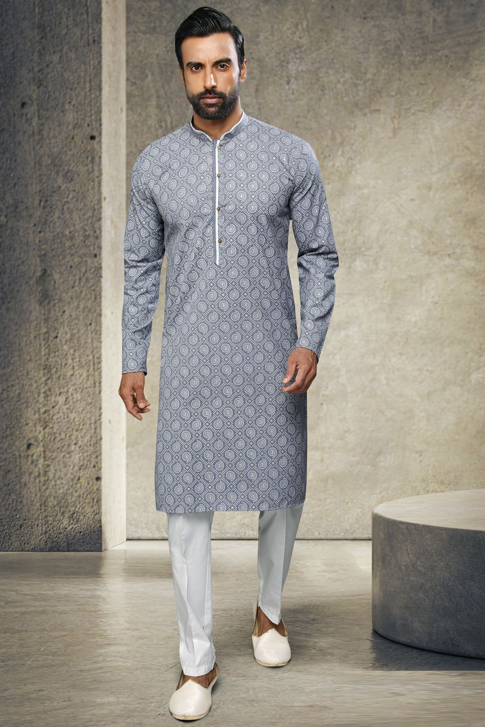 Grey cotton mens kurta pajama nmk 6148