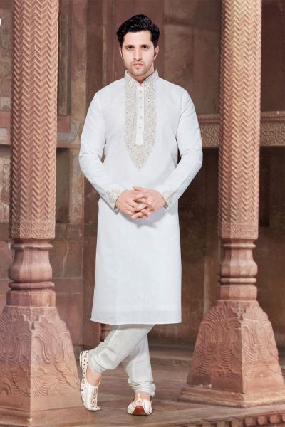 Off white linen kurta pajama nmk 2922