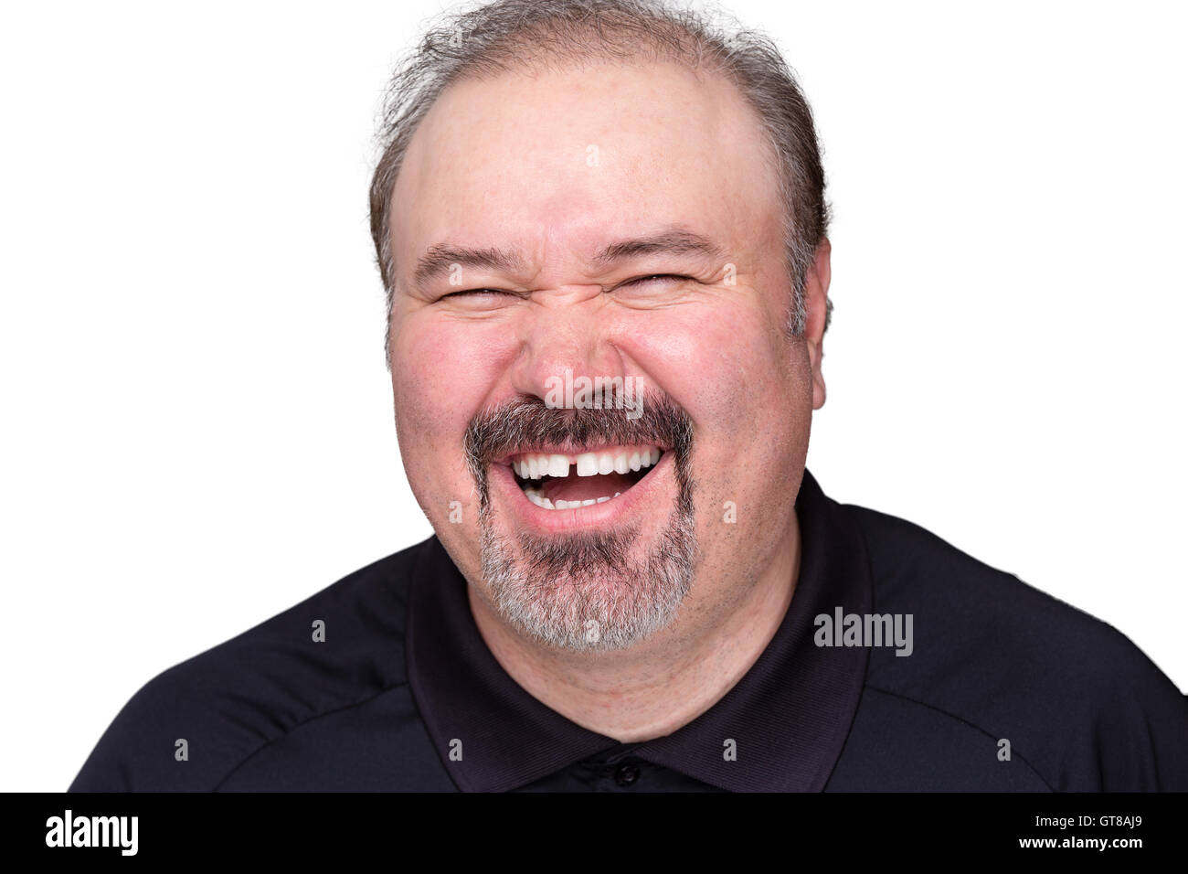 Middle aged man with a goatee beard enjoying a good laugh head and GT8AJ9
