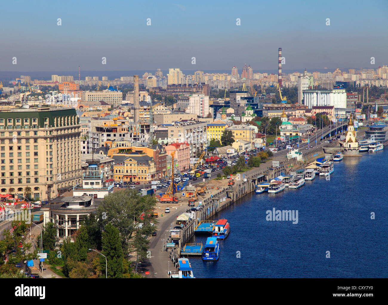 Ukraine kiev kyiv dnipro river podil district CXY7Y0