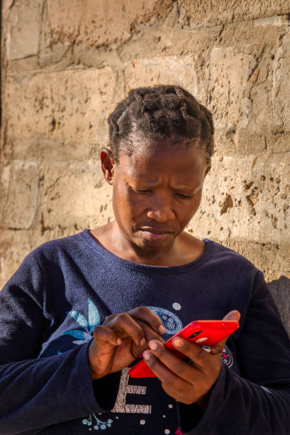 African woman on the phone