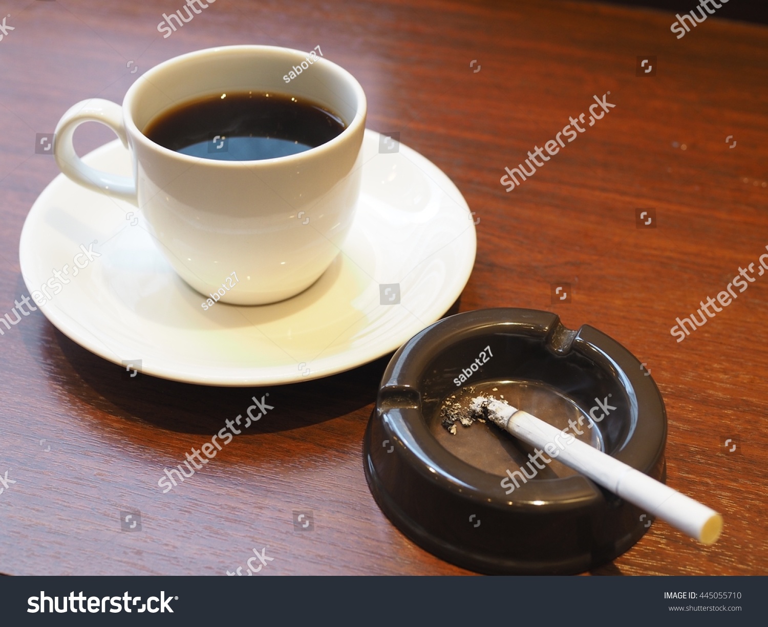 Stock photo black coffee and cigarettes 445055710