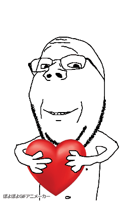 2727 animated arm byonbyon glasses hand heart holding object poyopoyo smile soyjak stubble sub
