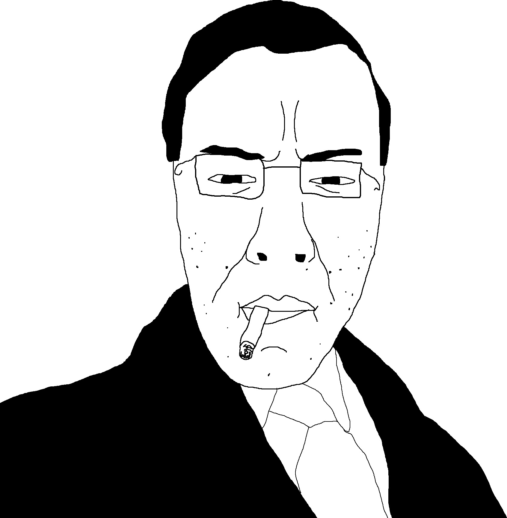 36481 cigarette closed mouth clothes glasses hair necktie redraw smoking soyjak subvariant chu