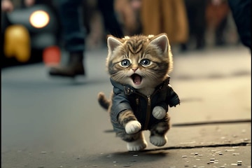 Kitten jacket with big blue eye is running down street 853177 10809