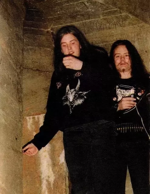 Vikernes in 1992 with Euronymous on the right