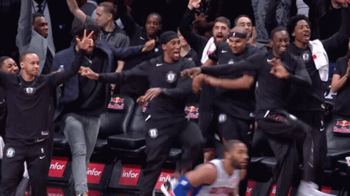 Nets celebrating