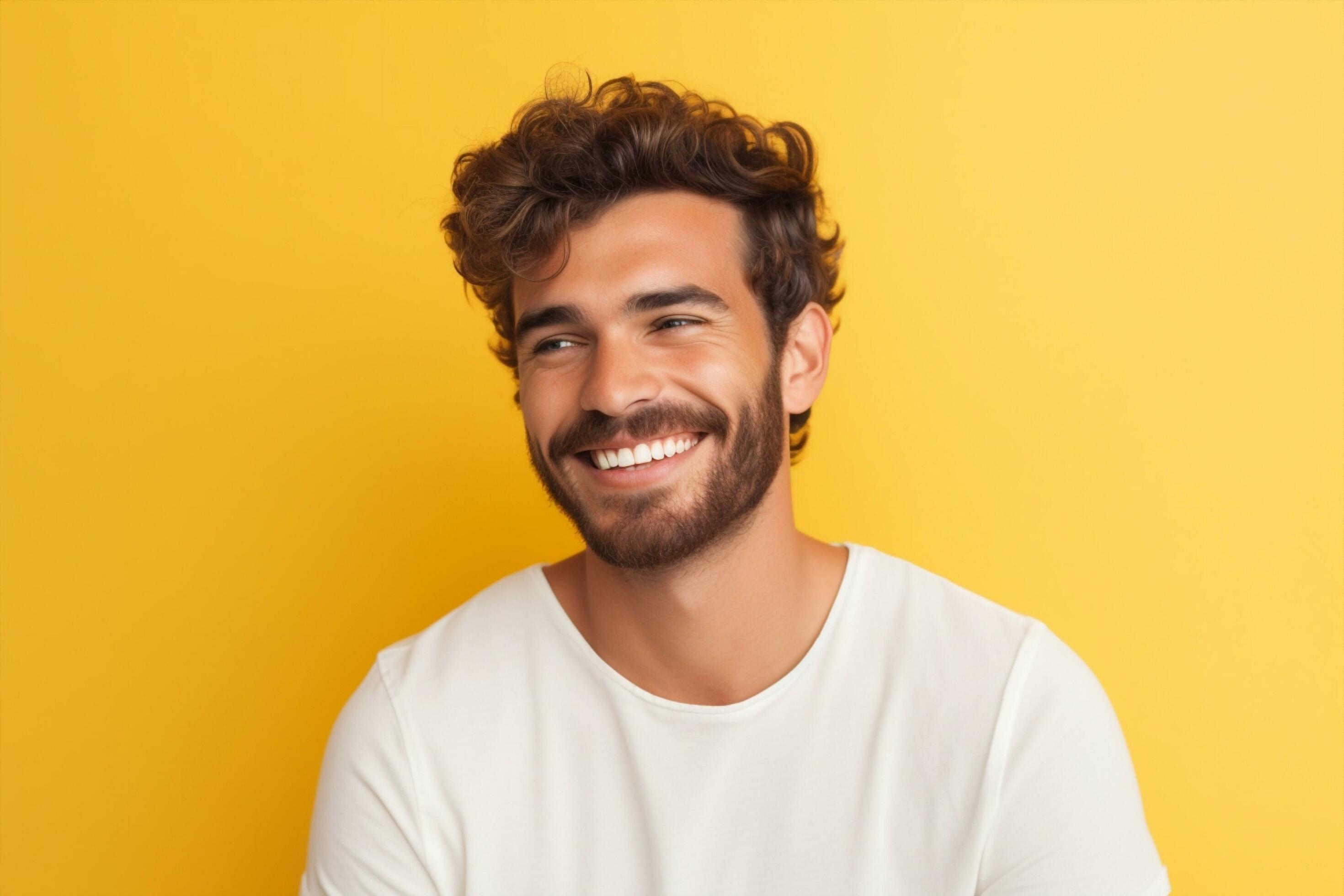 Ai generated attractive man confidence laugh smile male happiness portrait expression cheerful